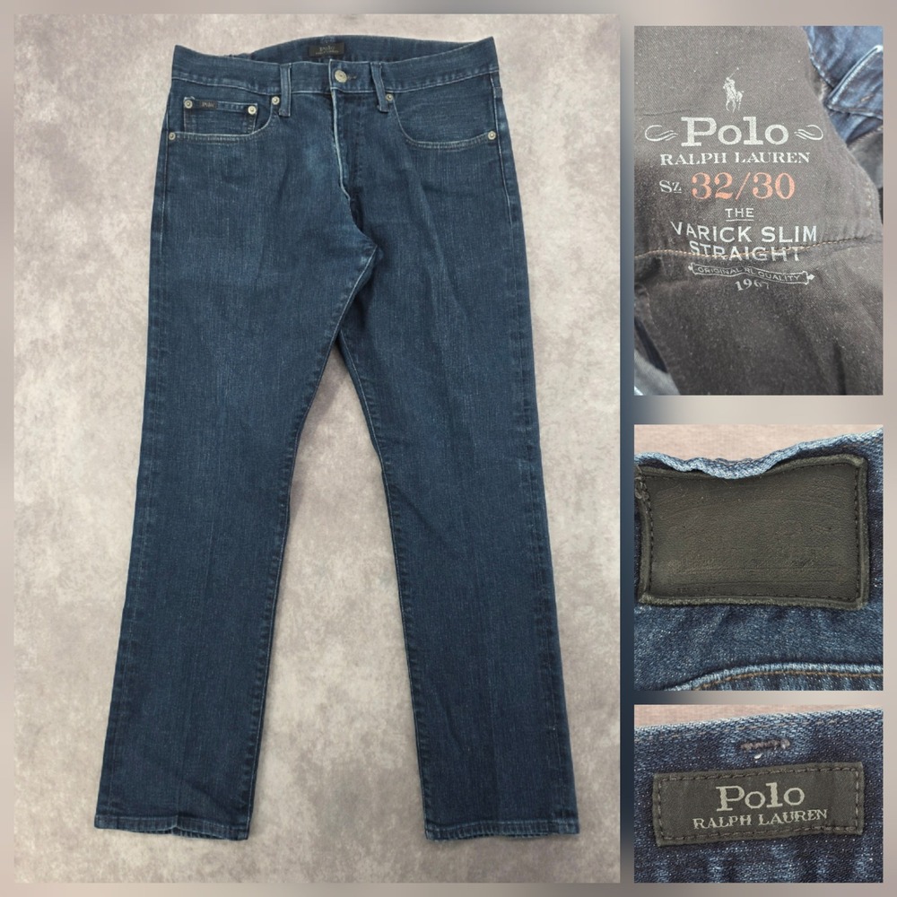 Polo Ralph Lauren Varick Slim Jeans Mens 32x30 Straight Leg Dark Wash Denim